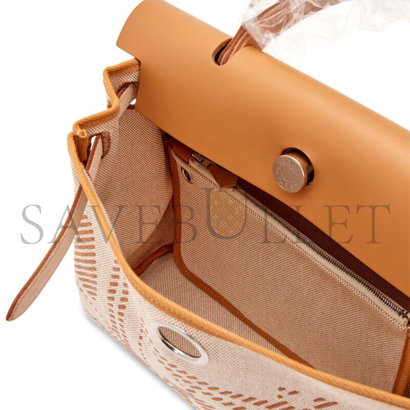 H**mes GOLD VACHE HUNTER AND TOILE BRIDES DE GALA HERBAG 31 PALLADIUM HARDWARE (31*26*11.5cm)